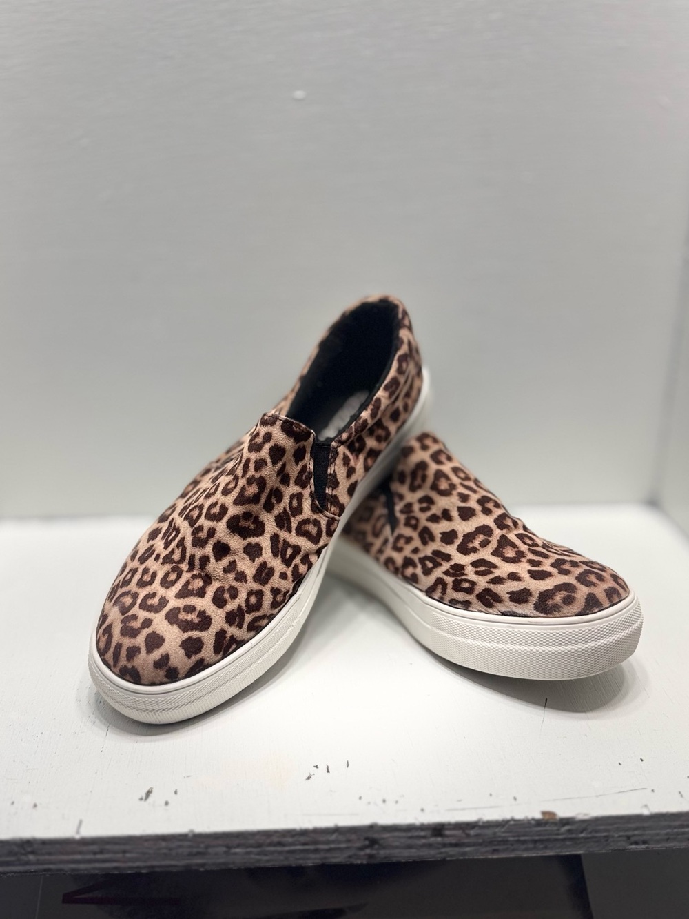 Soda Leopard Print Slip-On Sneakers - Brown & Black